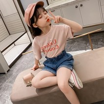 다솜 주니어 여아 Uniform 데님반바지 상하투피스 바지세트