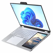 노트북 태블릿 일체형 가벼운 듀얼 모니터 셀러론 PC 15.6 인치 스크린 멀티 터치 휴대용 전자 노트 인강용 필기 탭 포토샵 그래픽 일러스트 드로잉 패드, 156-5105, Windows10 Windows11, 16GB, 1TB, 인텔 셀러론 N5105 스페이스 실버, 실버화이트