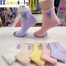 꾸니블리 보라토끼_중목양말 봄/여름양말! 5켤레세트@@@