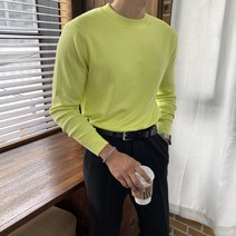 몽키 캐시미어 소프트 무지라운드 긴팔니트