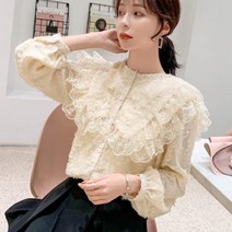 가바바 여성 고풍스러운 프릴 블라우스 G42391
