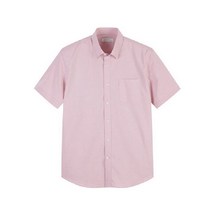 코오롱 브렌우드 소프트 컬러 반팔 셔츠 핑크 경량 코튼 혼방 카라 이면 고정 버튼 이지핏 BRSAM20532PIX