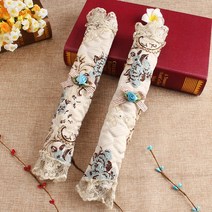 1Pair/2 PCS 냉장고 오븐에 대 한 먼지 커버 처리 전자 레인지 식기 세척기 꽃 자 수 패브릭 도어 손잡이, 03 Blue L