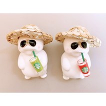 [라뮤즈캔들] 밀짚모자 지방이 1+1 세트 (선글라스 모자 별다방 리필오일 포함) 차량용 석고방향제 차량용방향제, 클린코튼