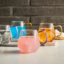 홈까페 손잡이 내열 유리컵 항아리 예쁜 머그컵 머그잔, 옐로우, 300ml