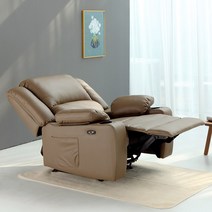썬퍼니처 가구 1인용 전동 리클라이너 소파 7108 가죽 USB 독립스프링 컵홀더 방문설치, 7108 버튼식 에어레더 베이지+러그(4월중순 입고)