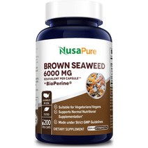 NusaPure 갈색 해초 추출물 6000mg 바이오페린 포함 - 200 베지 캡슐, 기본