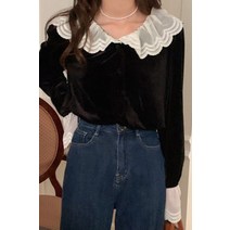 쉬폰 레이스 카라 블라우스