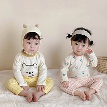 [당일발송] 아기 유아 신생아 여아 실내복 내복 긴팔 상하복 세트 내의 잠옷 등원룩