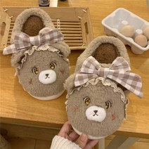여성용 겨울 신발 러블리 소고기 인조 램프 양모 관음증 발가락 미끄럼 방지 슬리퍼 가정용 실내 플러시 여성 신발 2022 년 상품, 02 38-39(US7-8), 02 Bear