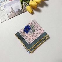 [미스블혹]2023 테두리 레이스 여성 면 플라워 말 꽃무늬 손수건 단체주문 면 손수건