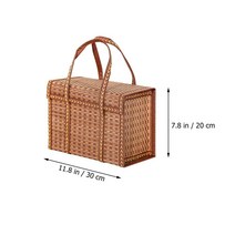 HEMOTON 아프리카 시장 바구니 우븐 빨대 피크닉 바구니 손잡이 뚜껑 포함 라탄 식료품 가방 쇼핑백 꽃꽂이 홀더 냄비 장식용 야외 계란 홀더 바구니 정리용