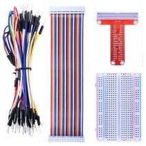 라즈베리파이 raspberry pi gpio breakout 확장 키트 t type 확장 보드 400 포인트 브레드보드 65pcs 점퍼 와이어 40pin 레인보우 케이블