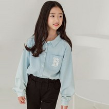 드림 여아 아동 주니어 패치 워싱 데님 셔츠 남방