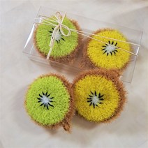 (선물세트)핸드메이드 손뜨개 아크릴 키위 수세미 세트/ 2pcs 3pcs 5pcs, 혼합, 3구
