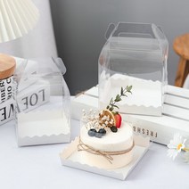 투명 케이크 상자 손잡이 케이스 쿠키 포장 박스 100개, 10세트, 4인치 확대 및 확대  14x14x14
