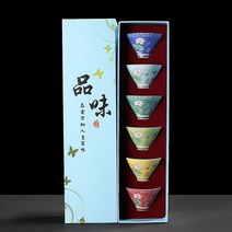 6개대 화이트 도자기에 나 멜 티 컵 세트 손으로 그린 세라믹 찻잔 구이 꽃 모자 쿵푸 차 그릇, 08 Set H