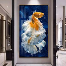 십자수 잉어 응접실이 있다 년 남다 핸드메이드 면사 금붕어 자기 수놓다 세로판 대폭 중국식 1675484223, 중격 삼단 자수 50 *80CM 명주