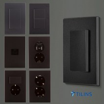 틸인스 Ti2 다크블랙 전기 스위치 매립 콘센트 커버 교체 방 벽 인테리어 USB 방우형, 09.Ti2다크블랙_스위치 3로1구