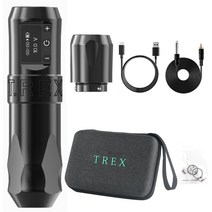 Kiss of Dragon T-Rex 타투 머신-1800mAh 무선 타투 기계 회전식 카트리지 펜 34mm 그립 코어리스 모터 타투 건 장비 공급 전문가 및 초보자 타투 아티스트, Black