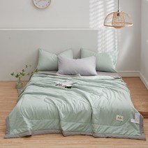 BANHANY 여름 무지 투톤 배색 워싱 코튼 얇고 부드러운 면 이불 7color, 민트