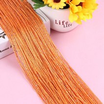 1Pcs 1x2m 반짝이 끈 저렴한 도어 커튼 비즈 룸 디바이더 페르시 프린지 폴리 에스터 패브릭 창 패널, 주황색
