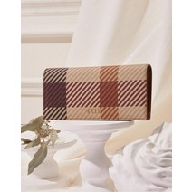 22FW [GREAT HOUSE CHECK PVC] 브라운 하우스체크 패턴 2단 장지갑 DCWA2F502W2