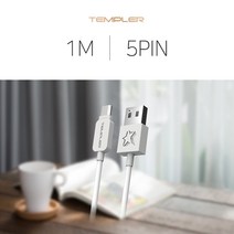 템플러 핸드폰 고속충전 5핀 케이블 1m, 템플러TD1000화이트