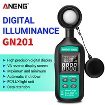 조도계 측정기 광량 검전기 ANENG-GN201 Luxmeter 디지털 라이트 미터 200K UV 복사계 휴대용 광도계 조도
