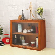 향수진열대 빈티지 원목 2단 화장품 수납 선반, 대형