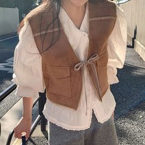 양모 베스트 조끼 양털 여성 빈티지 레이스울 짧은 넥 민소매 캐주얼 세련된 스위트