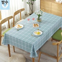 방수 테이블보/청녹색격자 2인용~12인용(274x135cm)/ 국내 당일발송-신데렐라 데코, 식탁보 방수-청녹색격자, 10인(220x135cm)