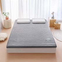 접이식 침대 토퍼 매트리스 여름 쿨 퀵슬립 원룸 바닥, 150x200cm【쾌적한 항균 원단 라텍스 충전】, 그레이 직선