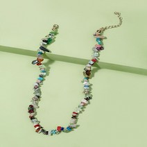 터키석목걸이 12월 탄생석 별자리 목걸이 펜던트 보헤미안 컬러풀 비즈 자갈 터키석 천연 준보석 초커 크