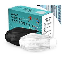 AMDG 더블와이어 스포츠 일회용 마스크 50매 한박스 - 화이트, 화이트(50매)