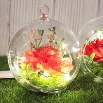 [Her1088] 볼륨카네이션 행잉볼 인테리어모빌 카네이션모빌 카네이션선물 스승의날 어버이날 5월선물 어린이집, 2-1.코랄핑크+LED전구