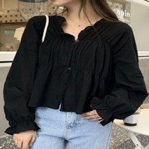 셔링 프릴 셔츠 블라우스 가슴밴딩 여성패션 데이트룩