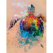 FIYO 보석 십자수 큐빅 십자수 40x50cm 사각비즈/원형비즈 HI, 1세트, W-12바다 거북(Round)