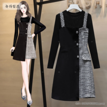 [L~4XL]뷔스티에 셔츠 언발 미니 원피스(블라우스포함)뉴타임즈 A11