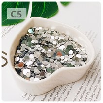 폰부품 아 즐거움송이 6MM 원형 평면 글리터 공구편 핸드폰 충전 DIY 점착고무 액세서리 PVC 원판 2317638251, 500g (g )/가방, C5 실버