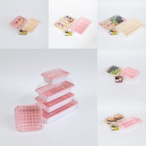 맘앤팩 일회용 체크 도시락용기 소량, 1. F-1 / 직사각(미니), 핑크, 1박스 (600개), 1개, 1개