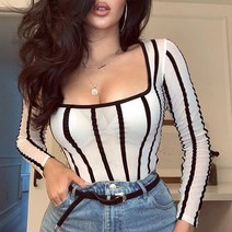 하이 스트리트 화이트 스쿠프 넥 메쉬 쉬어 스트라이프 긴 롬퍼 여성 바디 피쉬넷 탑 패션 시스루 점프 슈트 의상