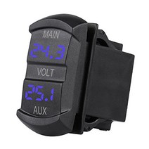 Qiilu Car LED Digital Panel Dual Voltmeter Voltage Monitor 10-60V Universal for Pickup RV ATV Batte, 1, default