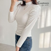 커스텀에이블 셔링소매 반목 슬림 티셔츠 C2301TS009A