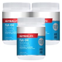 뉴트라라이프(Nutra-Life) 뉴트라라이프 피쉬오일(오메가3) 1500mg + 비타민D 300캡슐 X 3개, 900캡슐, 1세트