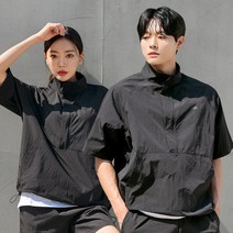 헤링본 아노락 반팔 커플 남여공용 아노락 러닝 트레이닝 상의 스포츠 운동복 루즈핏 애슬레저룩 반팔 데일리 TF103