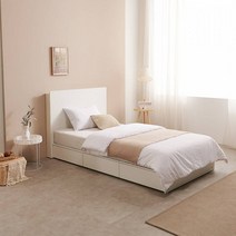 침실 헤드 LED&USB포트 슈퍼싱글침대 3칸서랍/벙커수납 침대프레임 (상세), 본상품선택, 화이트