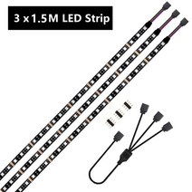 12V RGB LED 스트립 라이트 PC 컴퓨터 케이스 4pin 헤더 메인 보드 컨트롤 패널 게이머 캐비닛 테이프 네온, 3 X 1.5M, IP65 waterproof