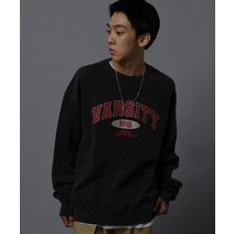 [국내 매장판] TRAVEL 야숙 바시티 피그먼트 스웨트셔츠 블랙 차콜 NINETY VARSITY PIGMENT SWEATSHIRT BLACK CHARCOAL 256153