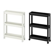 이케아 베스켄 카트 트롤리 이동식 3단 틈새 수납 정리 욕실 54x18x71(cm), 화이트
